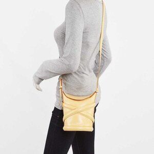 Alexander McQueen Yellow Leather The Curve Crossbody Bucket Bag